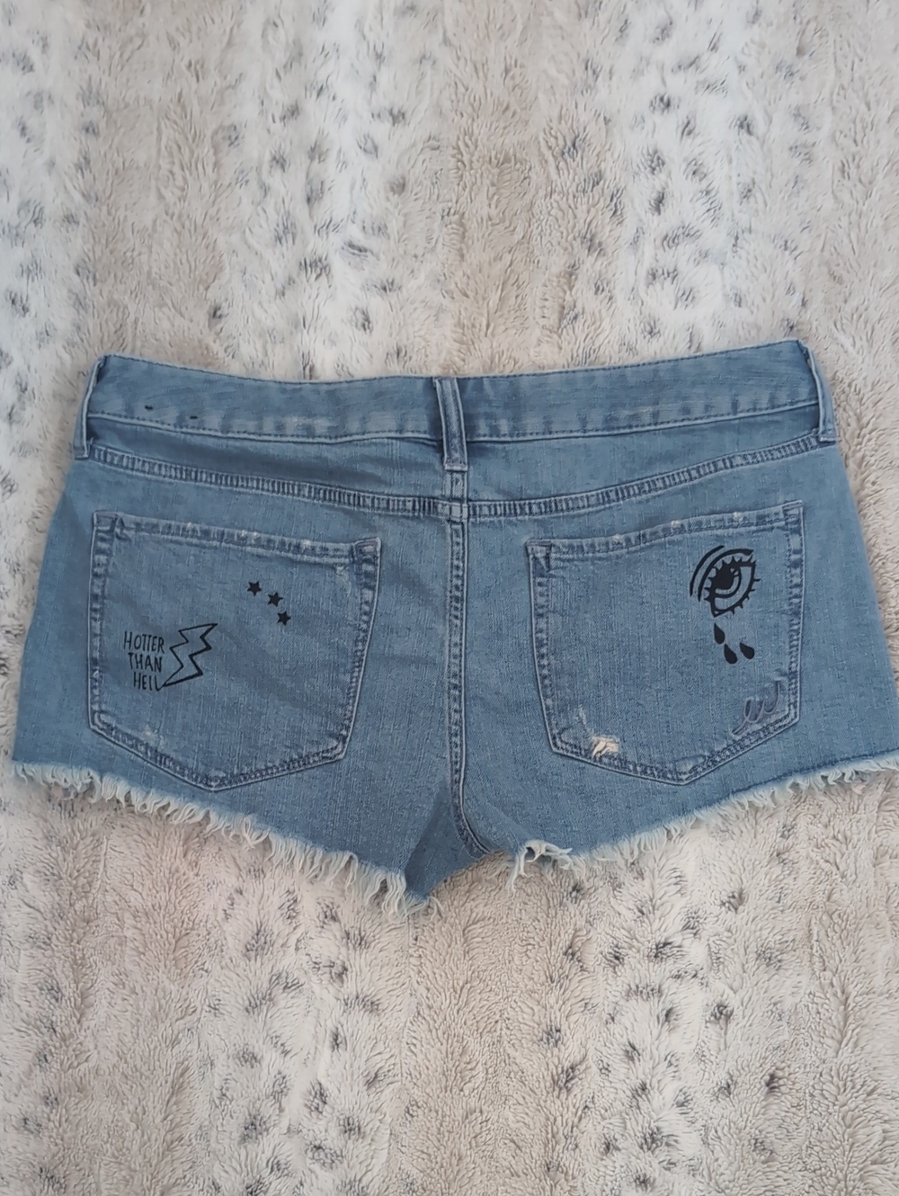 Express Floral Embroidered Raw Hem Micro Jean Shorts